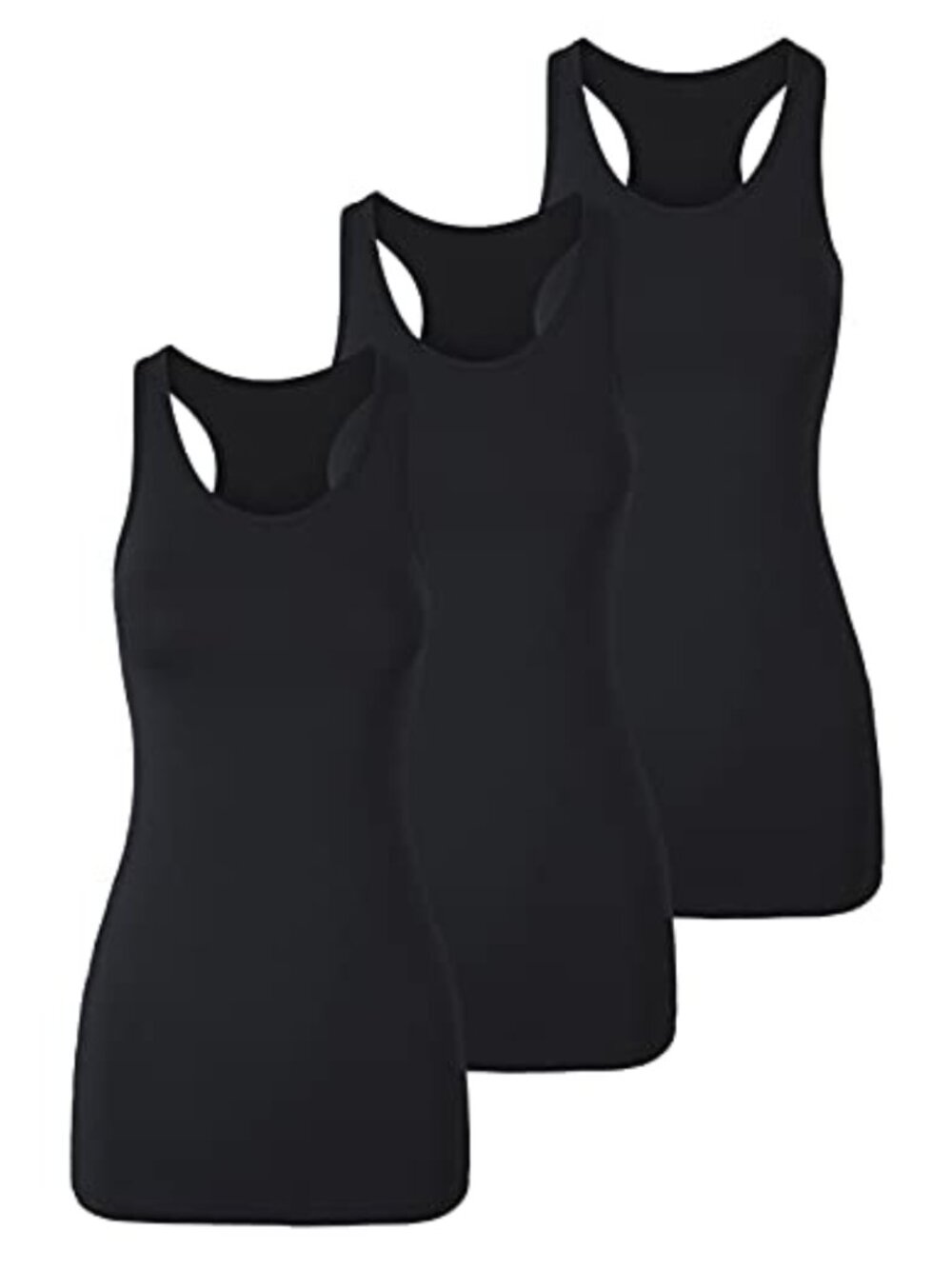Racerback Tank Top Long Camisole Sleeveless Yoga Workout Tops 3 Pack